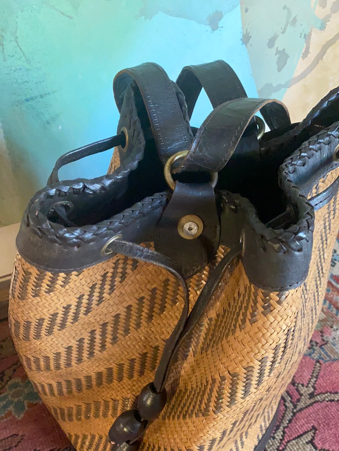 Brown Woven Ditty Bag