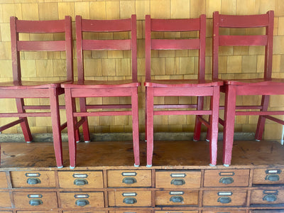 Set of Four P. Derby & Co. Red Chairs