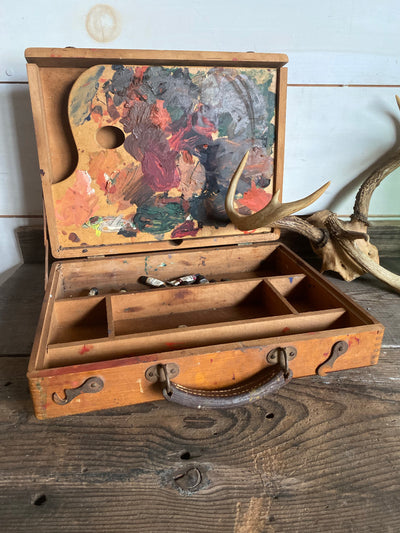 Antique Artist Paint Box + Palette