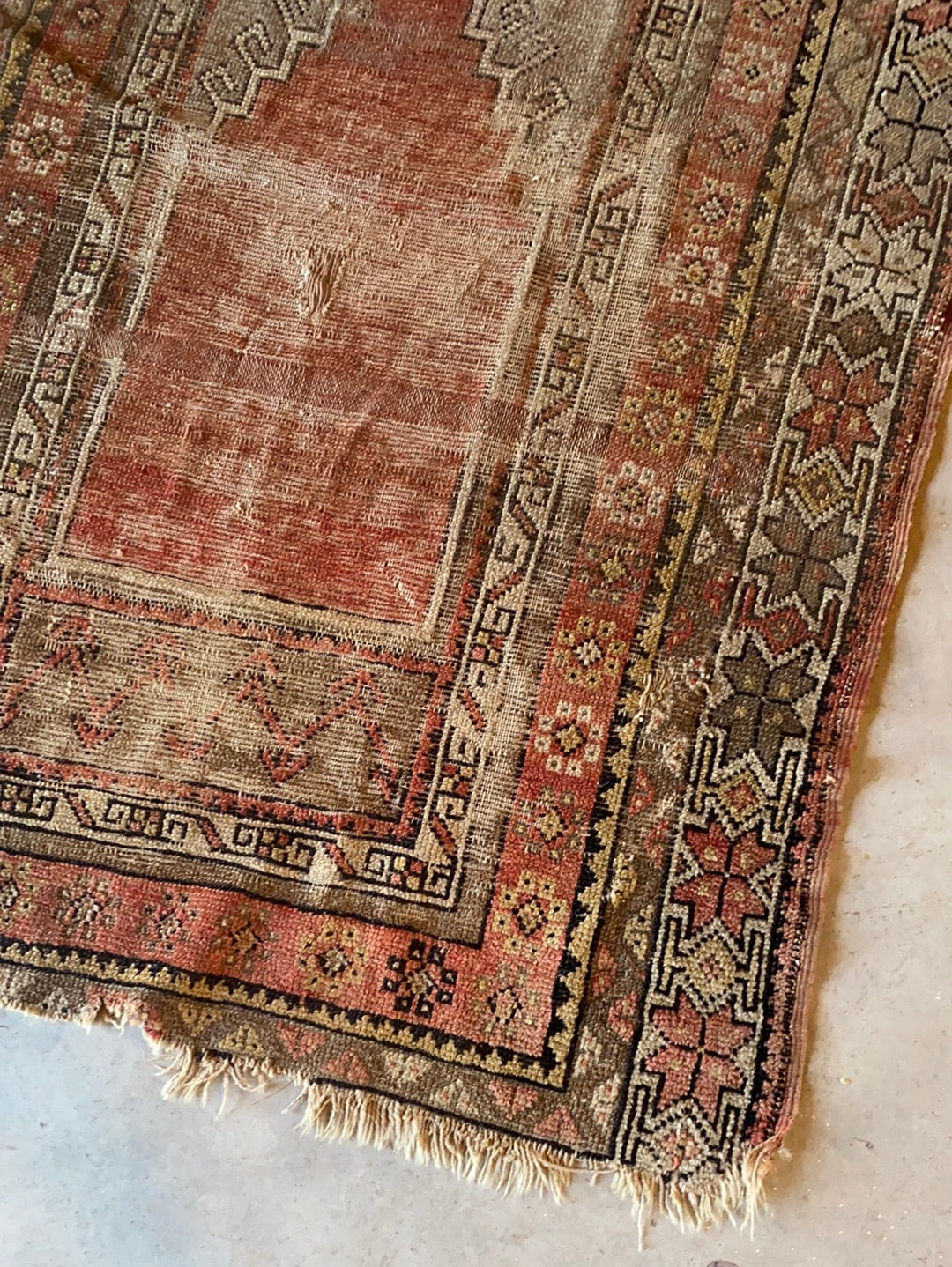 Vintage Worn In Area Rug - Terracotta + Natural