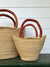 African Basket w/ Leather Handle - Tan