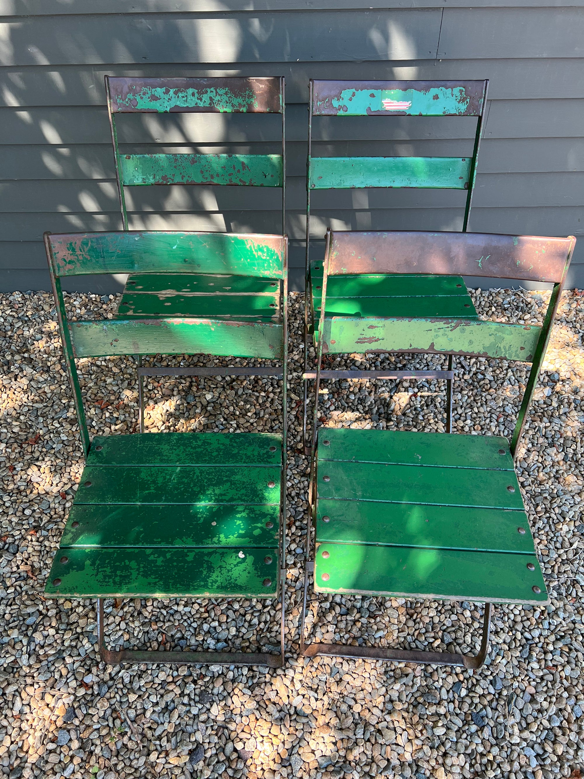 1920s Green Metal Bistro Chairs