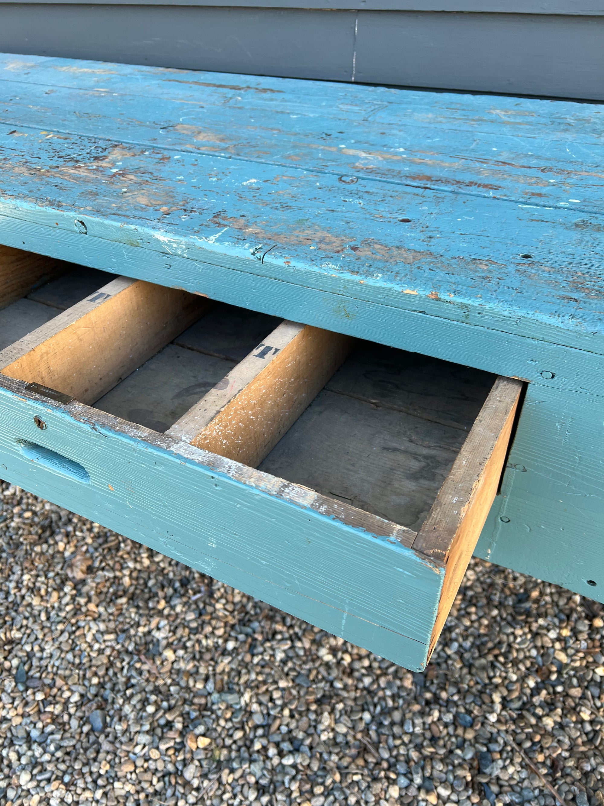 Vintage Industral Workbench - Painted Blue