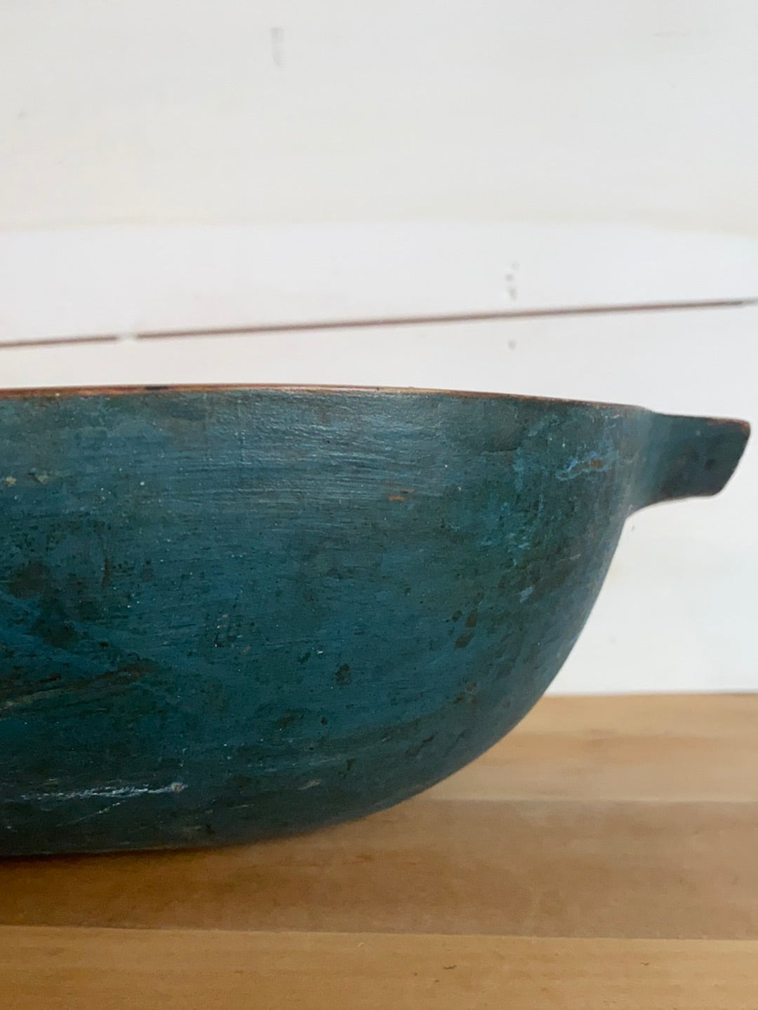 Antique Wooden Dough Bowl - Painted