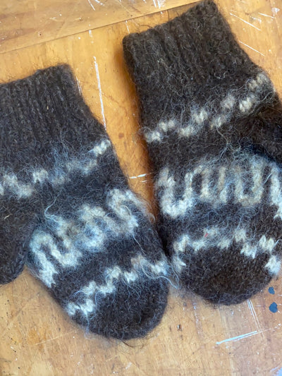 Vintage Handmade Mittens - Dark Brown