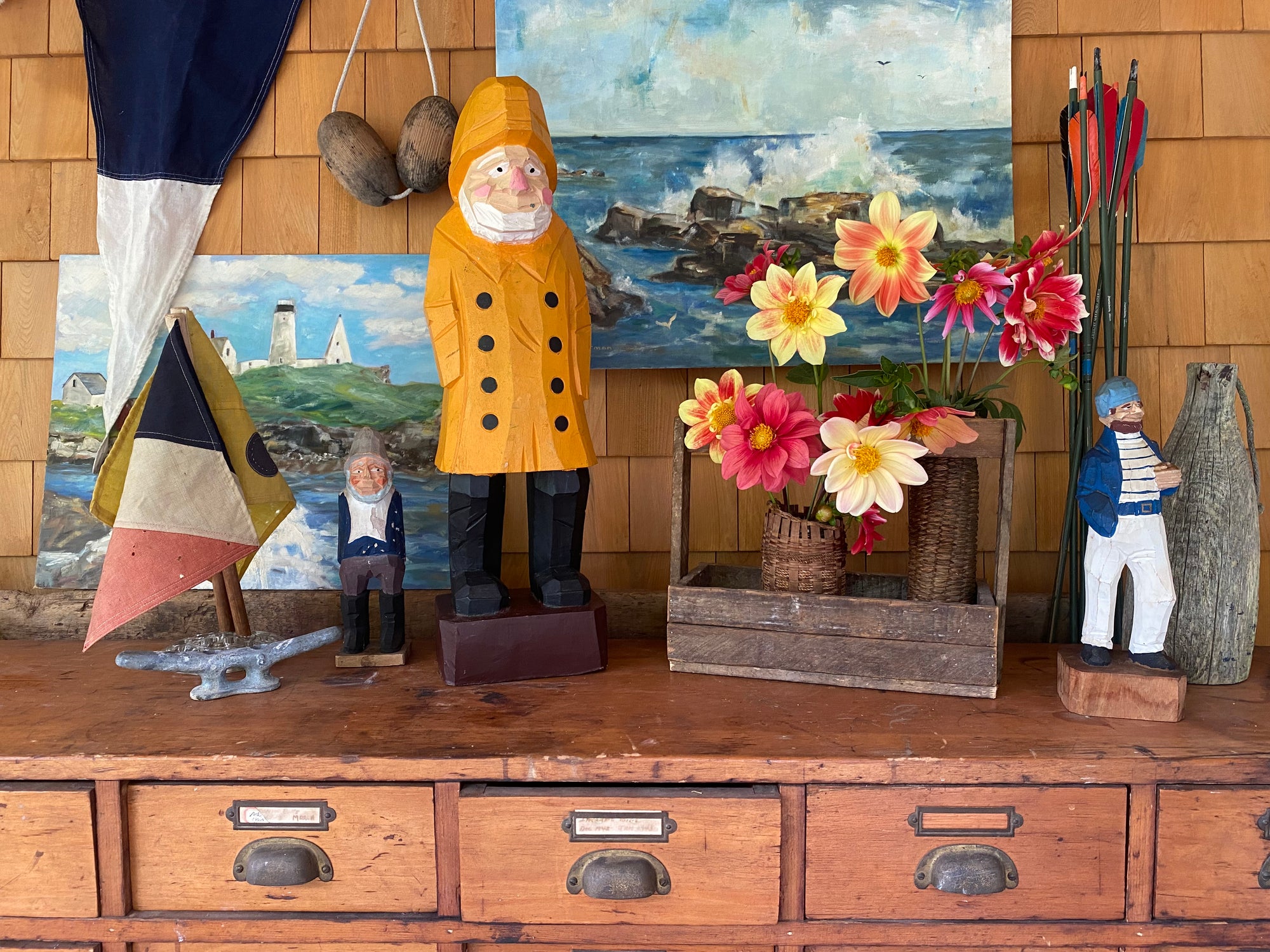 Wooden Fisherman Statue 24"