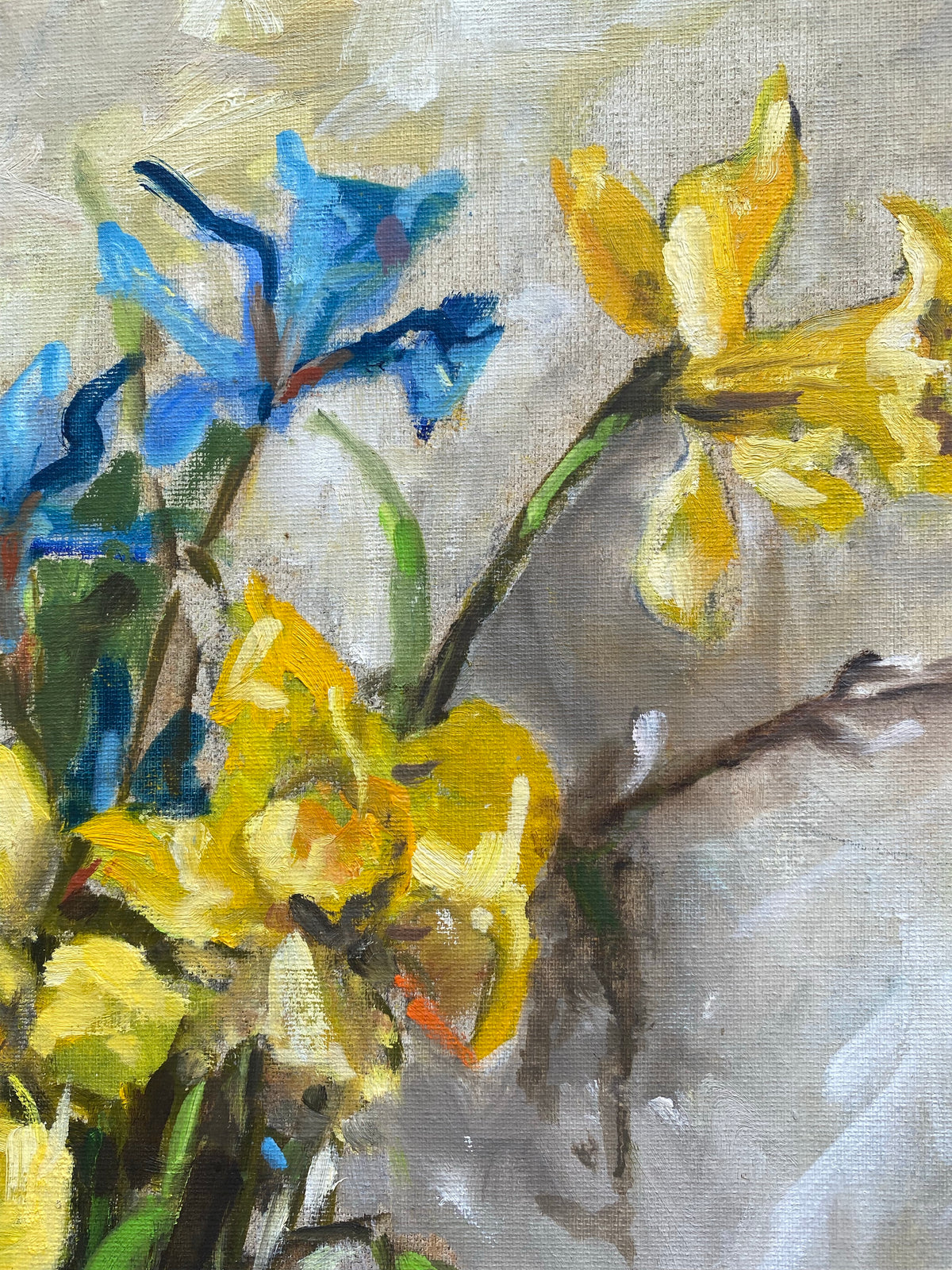 Vintage Iris & Daffodil Painting