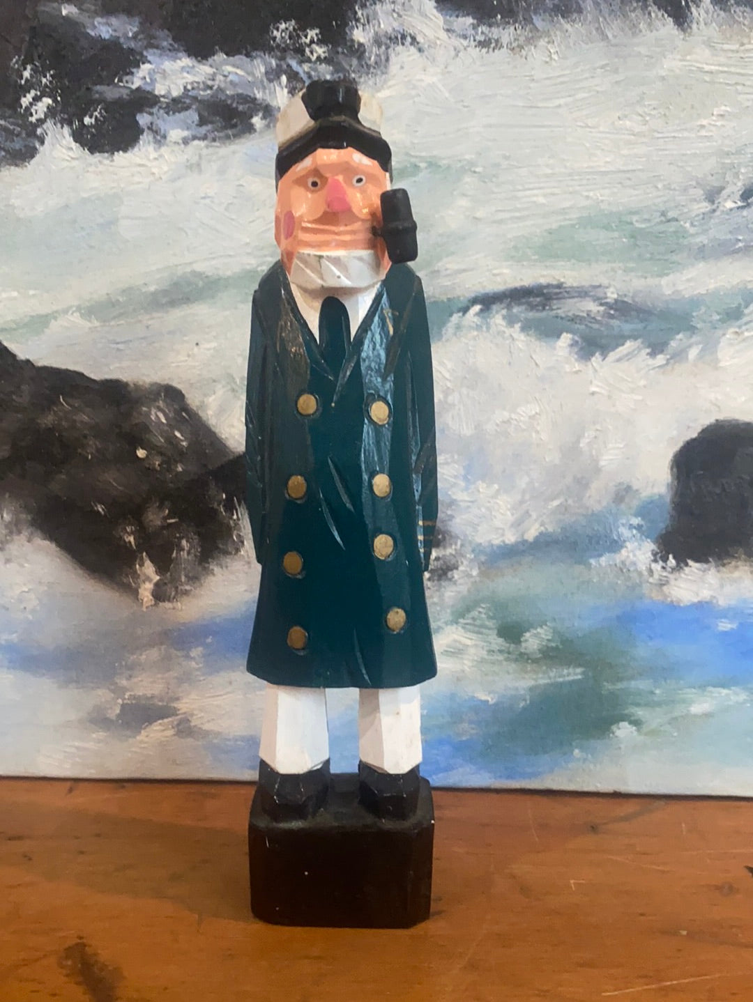 Vintage Wooden Fisherman - Blue Coat