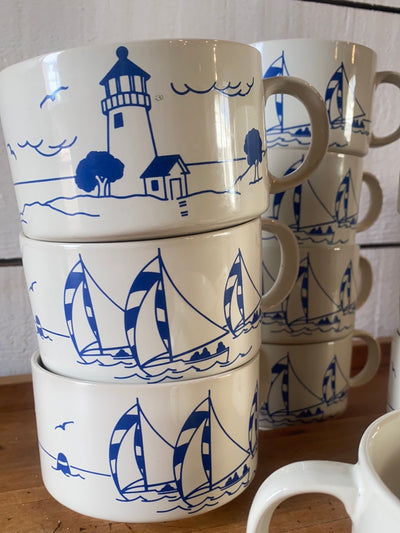 Vintage Sailboat Chowder Mugs