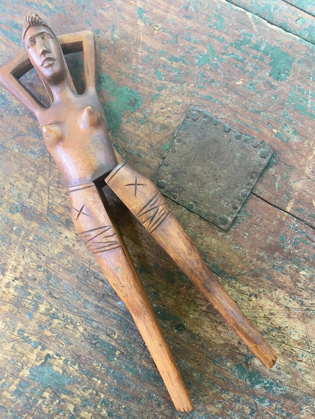 Vintage Wooden Nude Lady Nutcracker