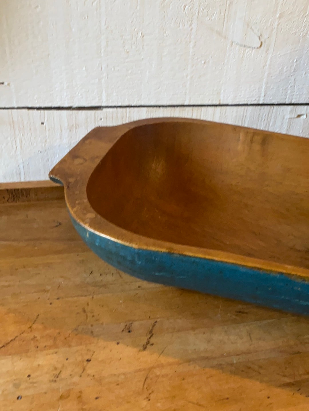 Antique Wooden Dough Bowl - Painted