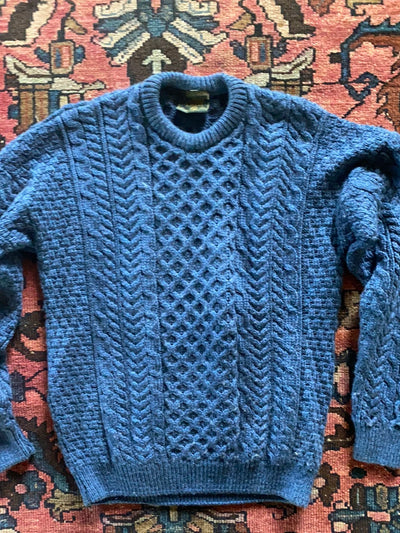 Vintage Irish Knit Pullover Sweater - Navy