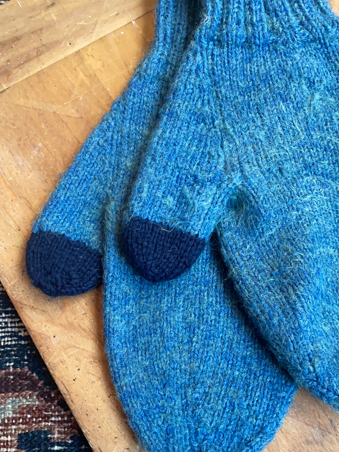 Vintage Handmade Mittens - Blue