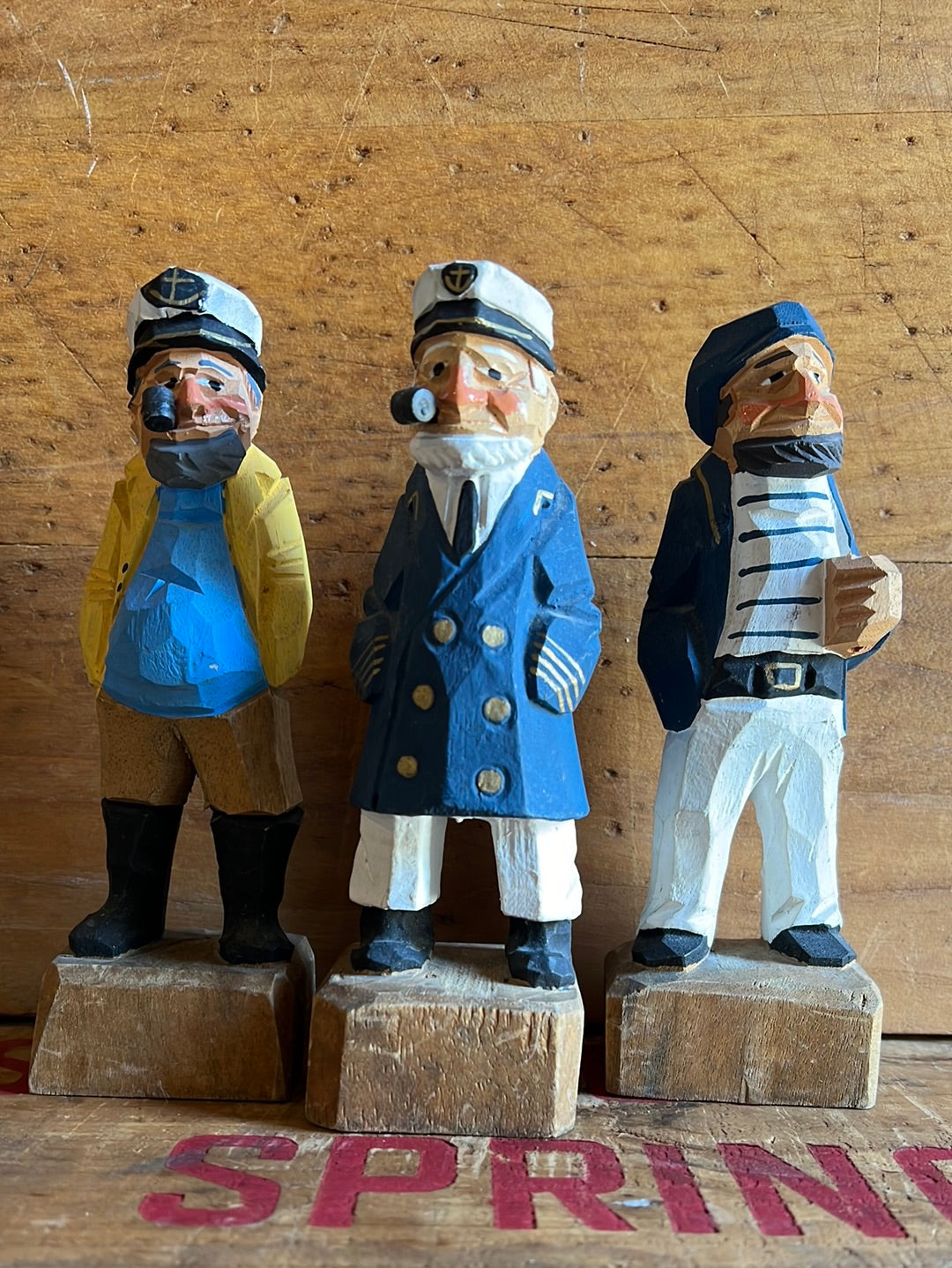 Vintage Wooden Fisherman - Navy Blue