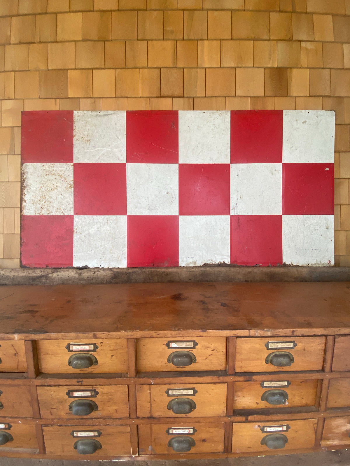 Vintage Checkerboard Metal Sign