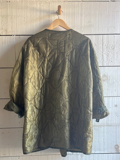 Vintage Army Quilted Liner Long Coat - XS