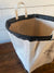 Round Basket Natural Canvas - Black Leather