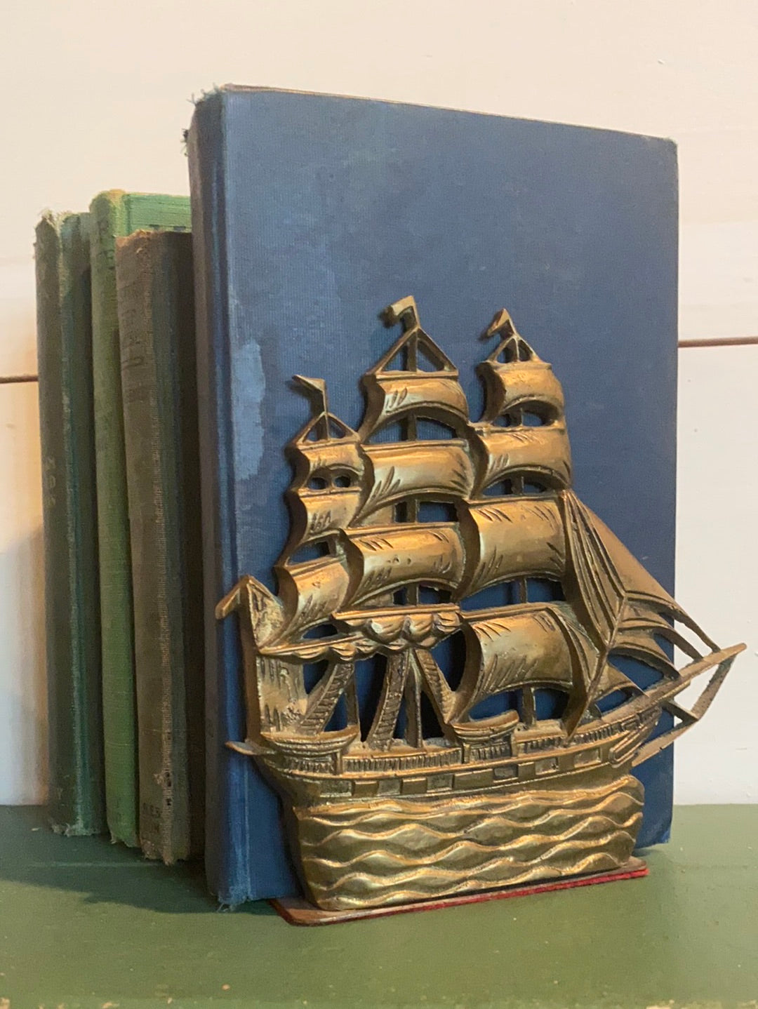 Vintage Brass Ship Bookends
