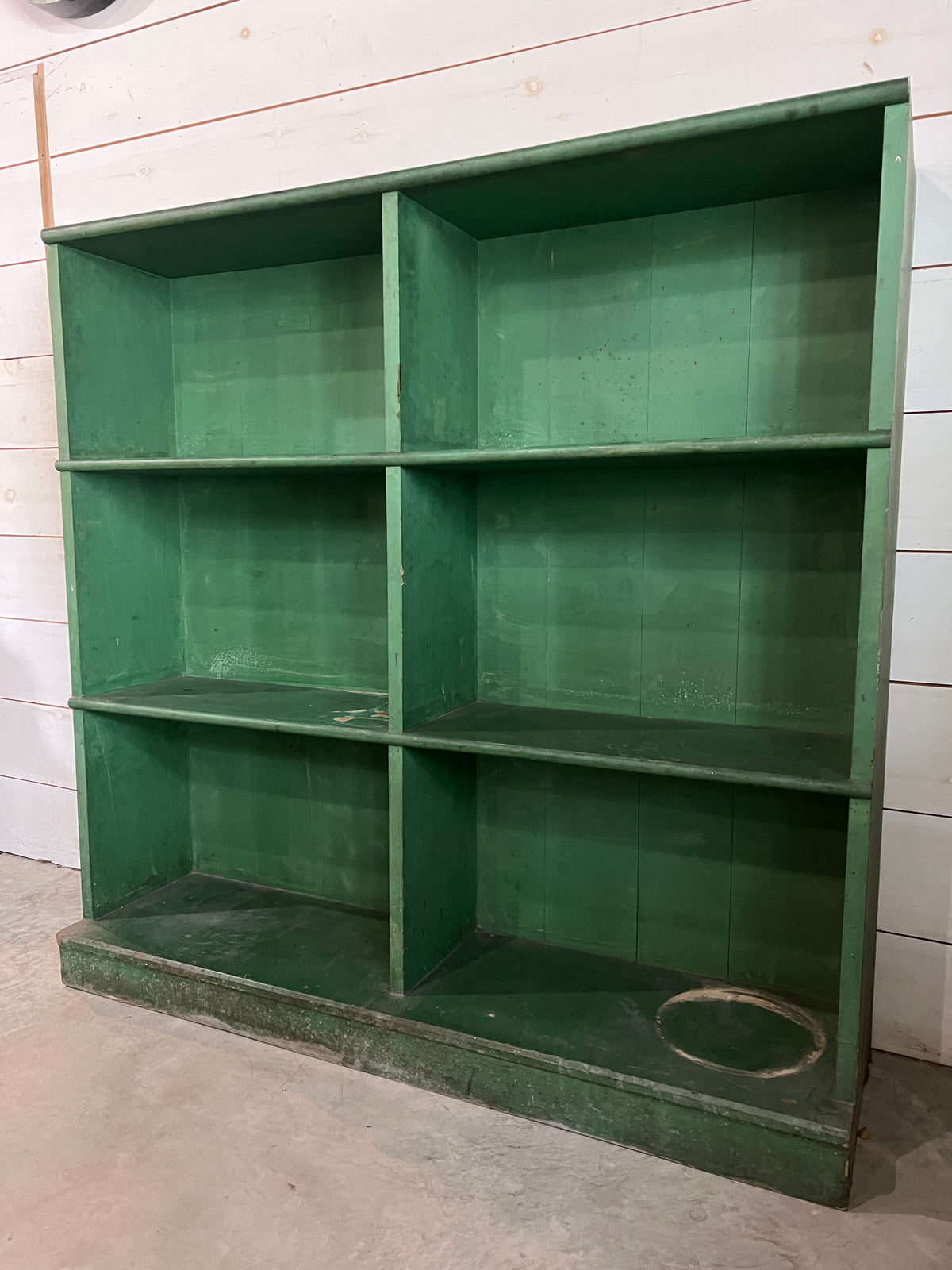 Salvaged Green Wood Bookcase - Diamonds & Rust