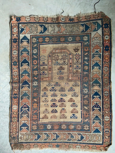 Vintage Area Rug - Natural + Navy