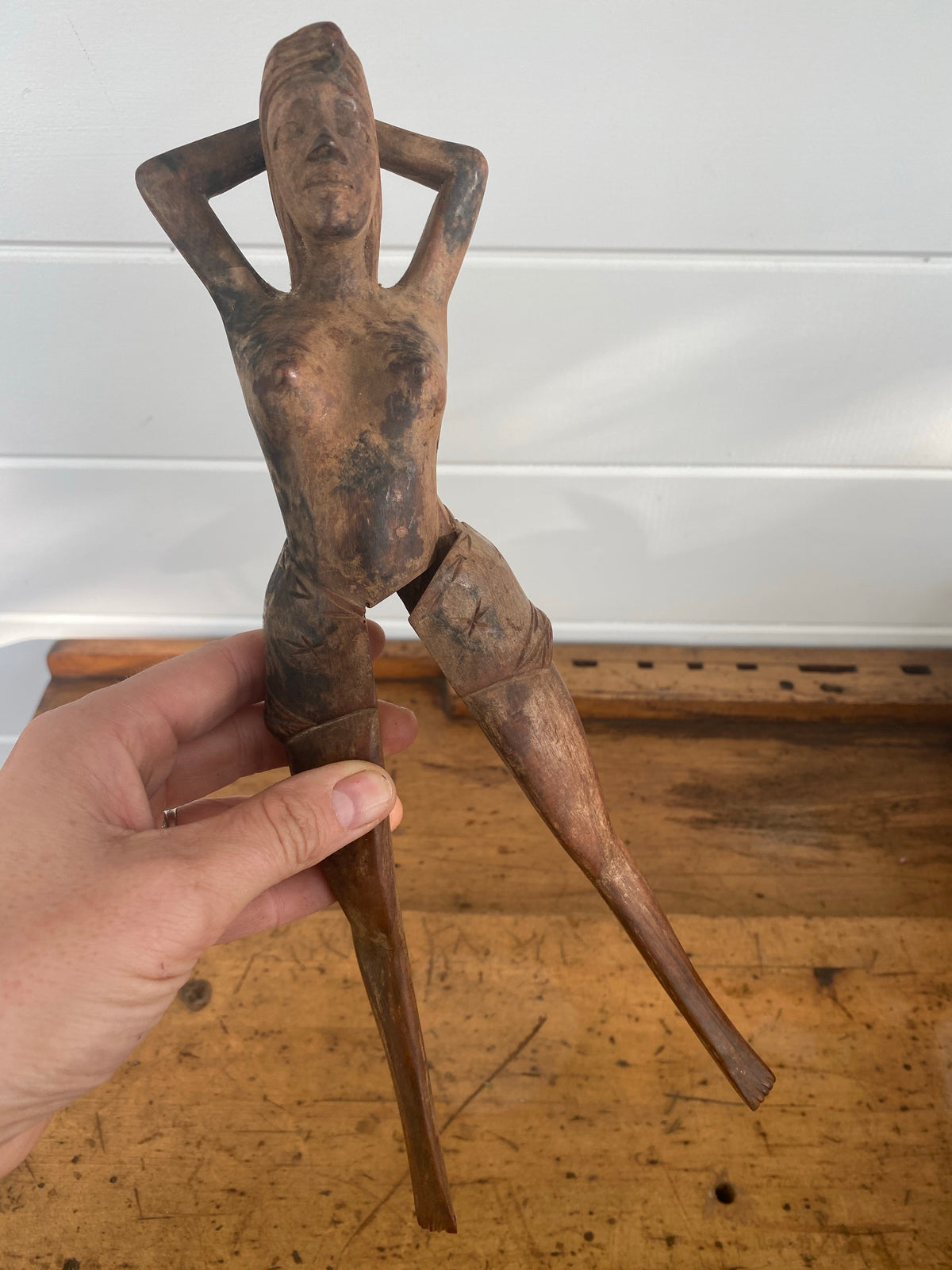 Vintage Nude Wooden Nutcracker