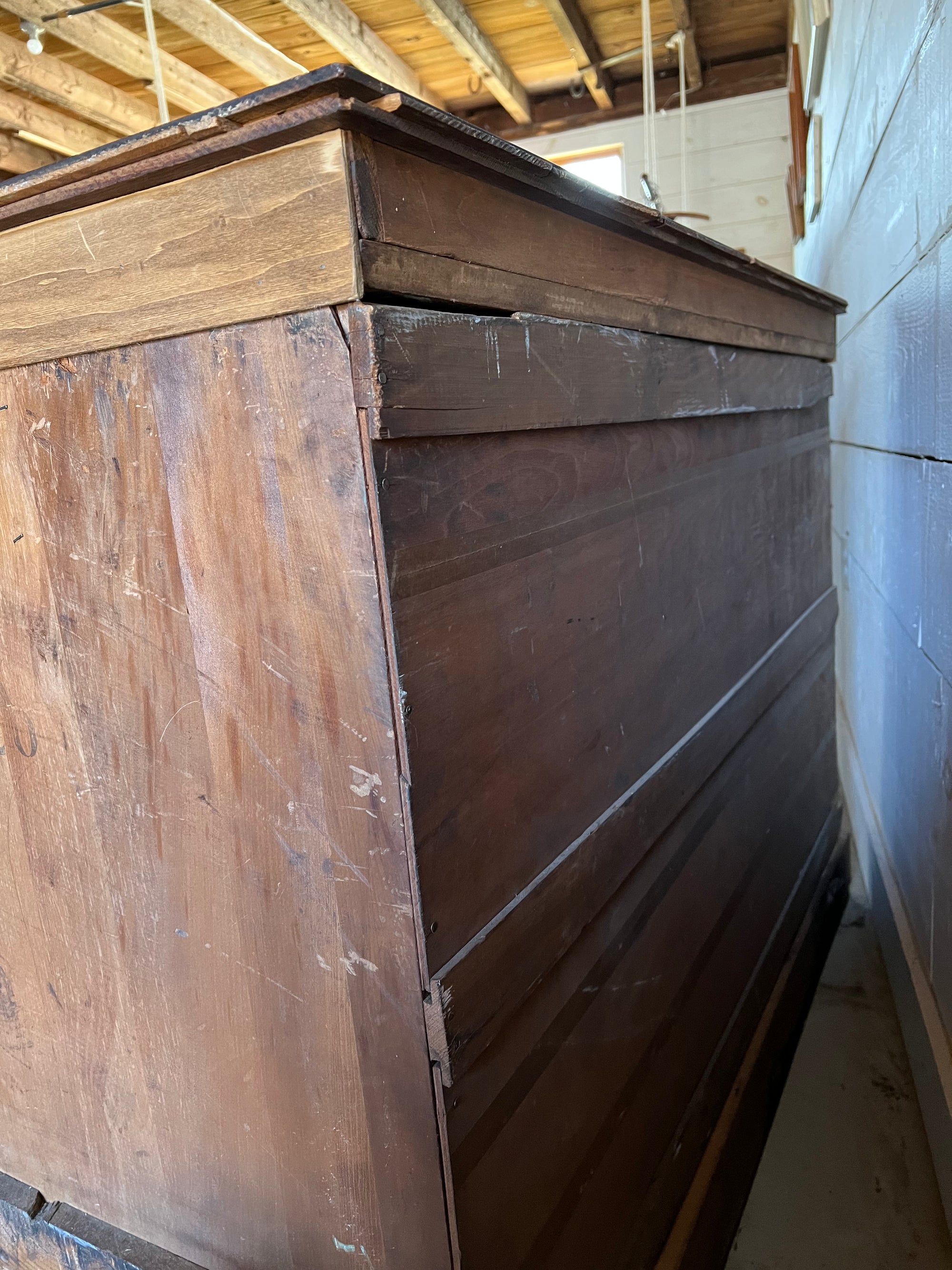 Vintage Apothecary Cabinet with 15 Glass-Front Drawers
