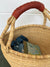 Round Bolga Basket - Leather Handle