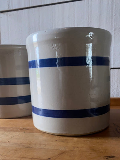Vintage Roseville Ohio Blue Striped Crock