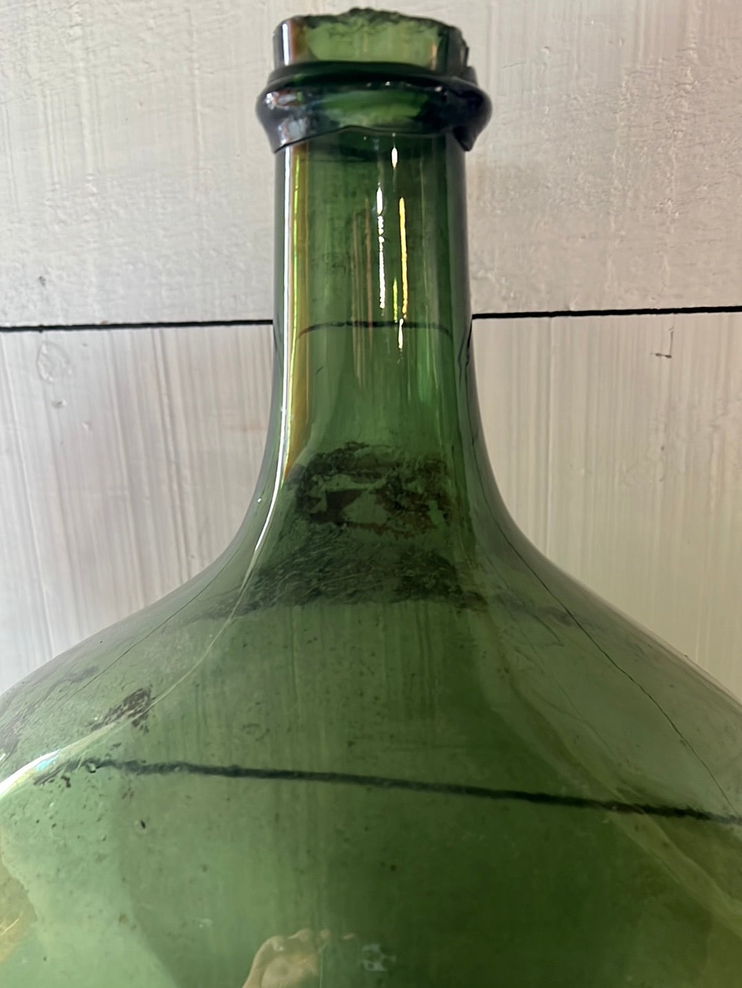 Vintage Glass Bottleneck Jug - Green