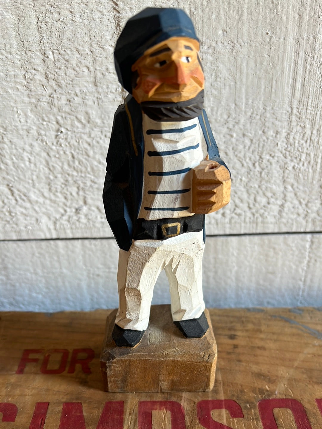 Vintage Wooden Fisherman - Navy Blue Stripes