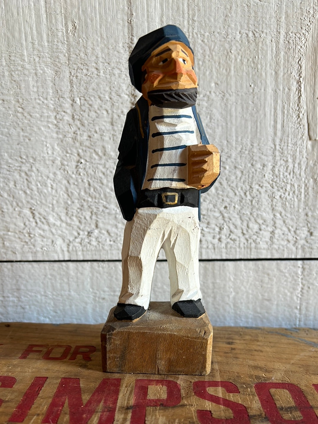 Vintage Wooden Fisherman - Navy Blue Stripes