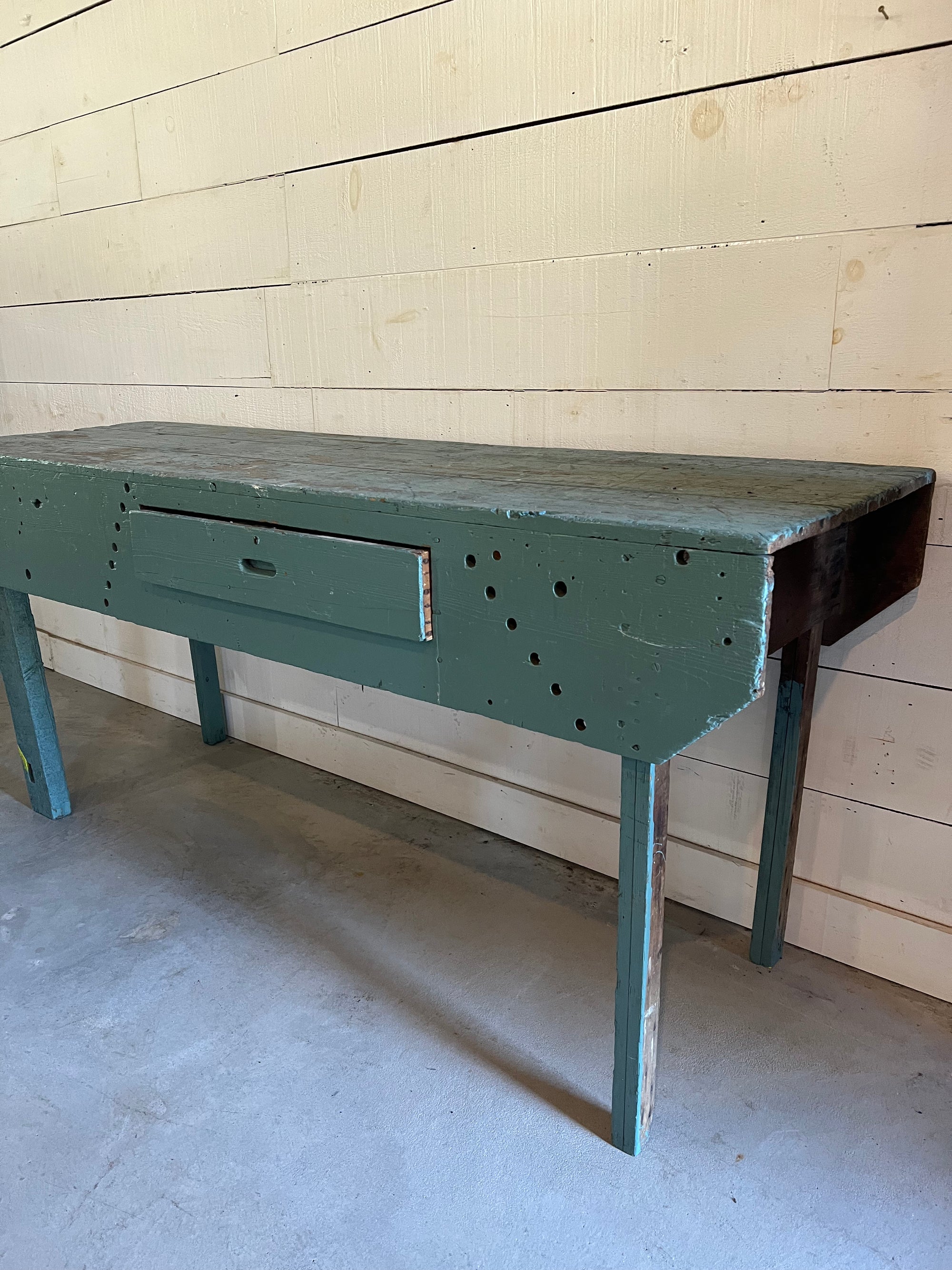 Vintage Industral Workbench - Painted Blue