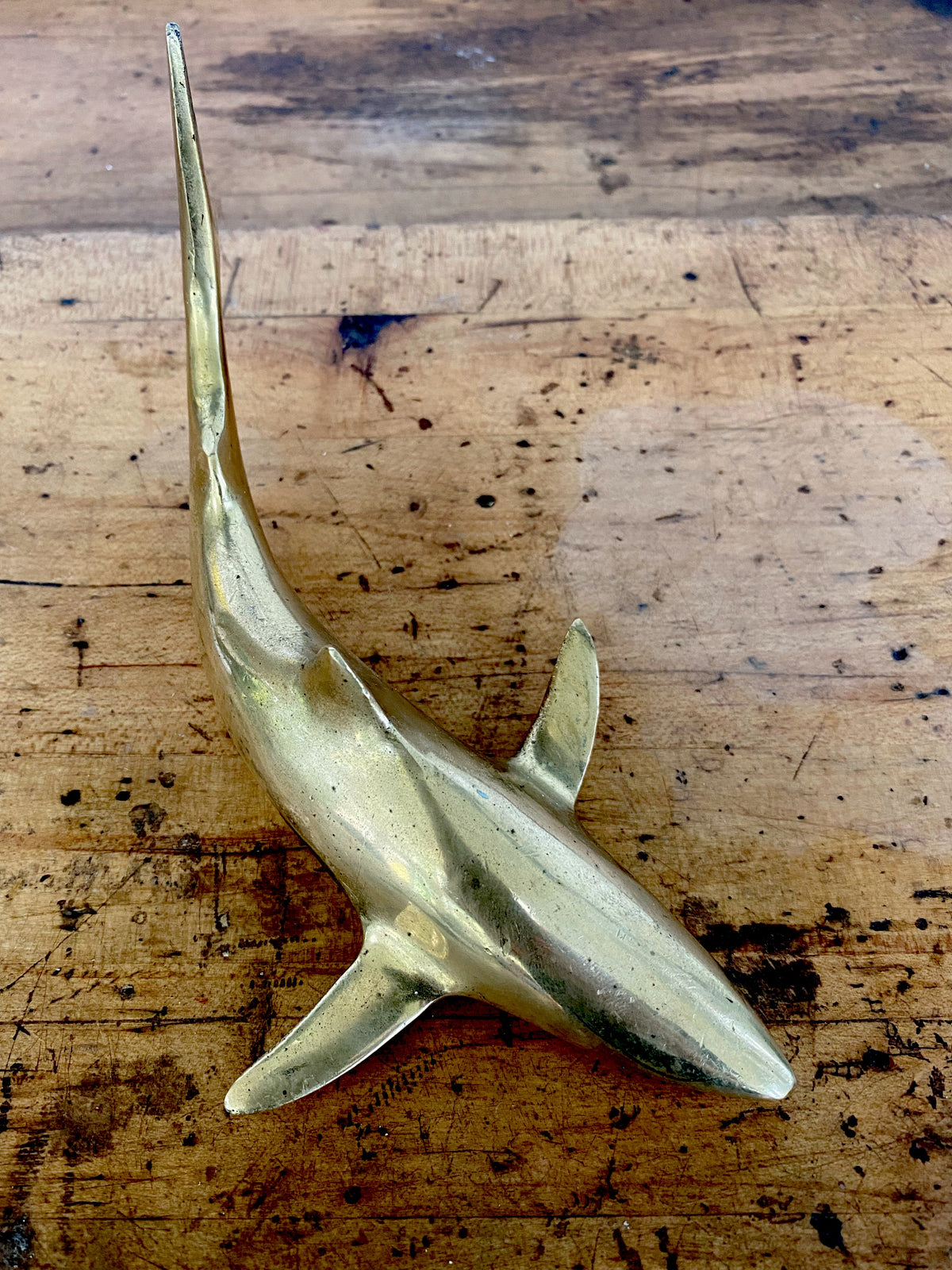 Vintage Brass Shark Paperweight