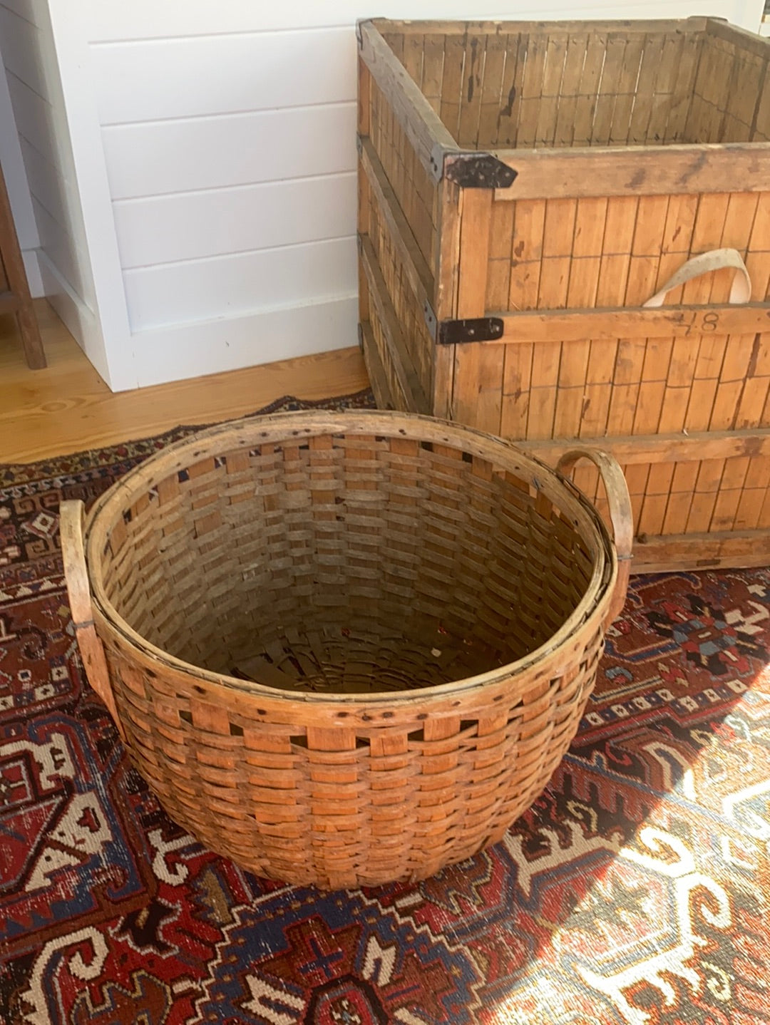 Antique Woven Gathering Basket