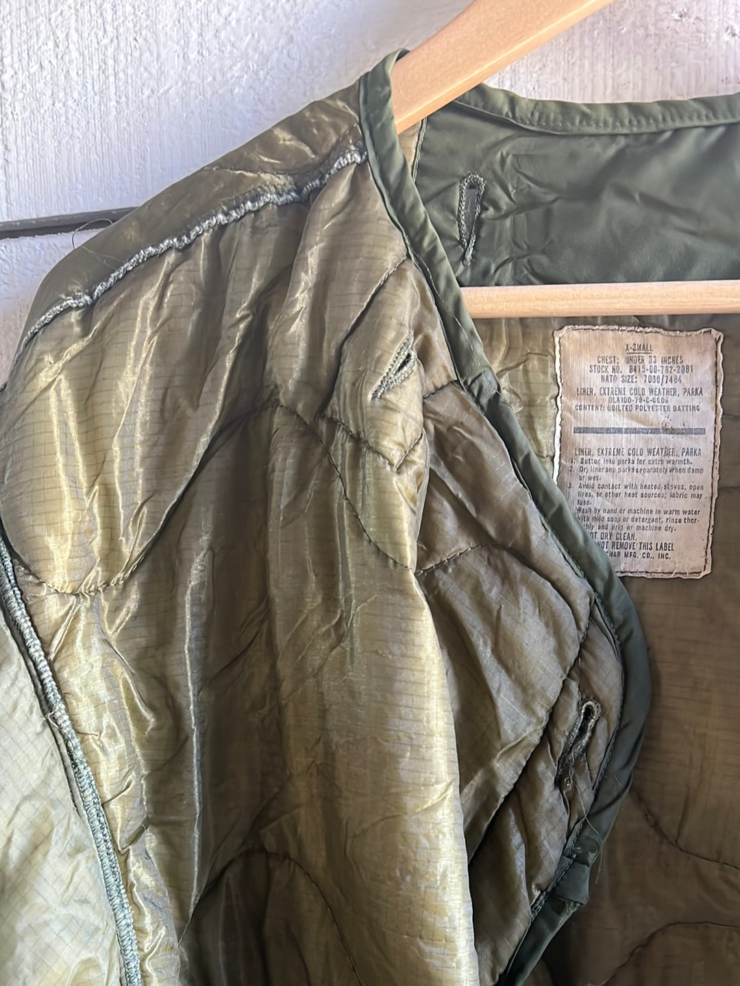 Vintage Army Quilted Liner Long Coat - XS