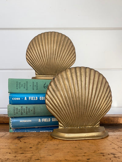 Vintage Brass Clam Bookends