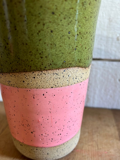 Carmiclay Ceramic To Go Mug - Pink & Olive