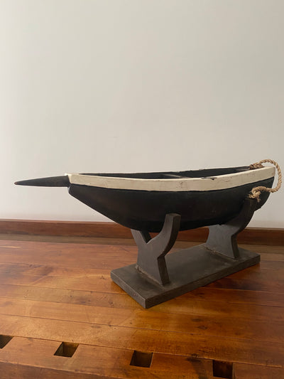 Antique Wooden Boat + Base