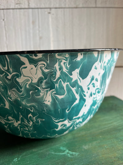 Vintage Splatter Teal Enamelware Bowl