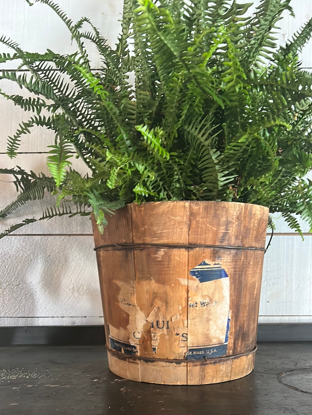Antique Wood Bucket w/ Swing Handle