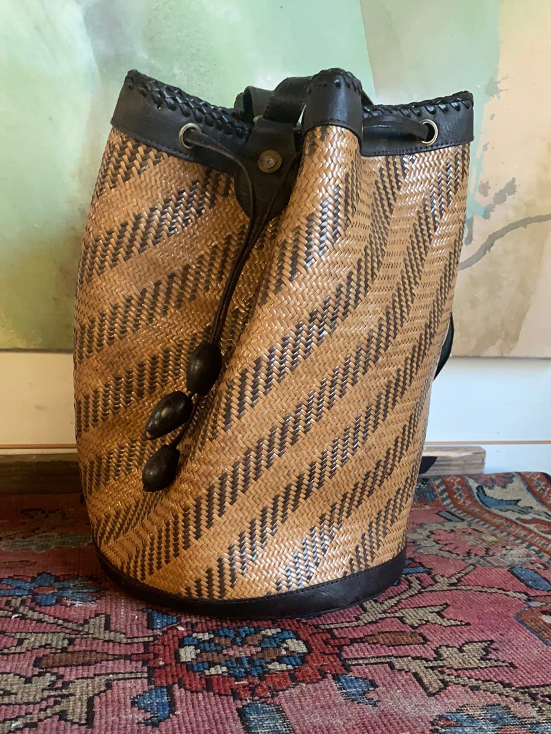 Brown Woven Ditty Bag