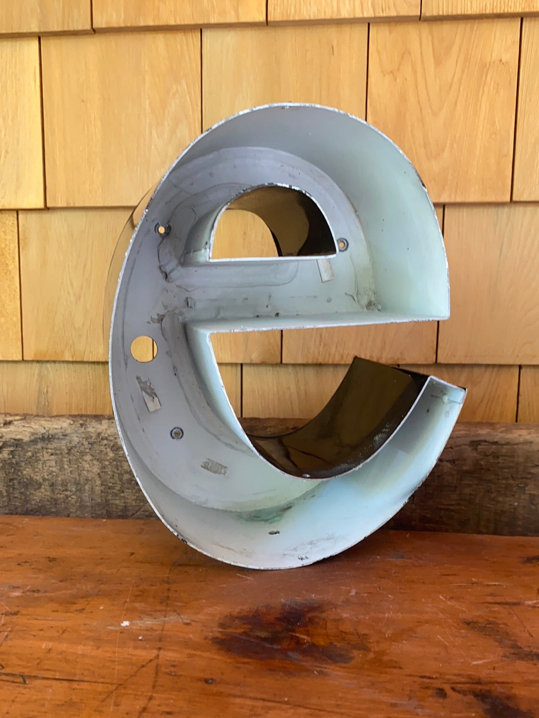 Salvaged Metal Letter - e