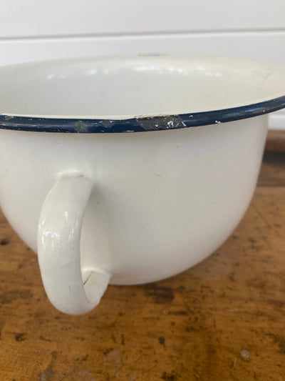 Vintage Farmhouse White Enamel Bowl