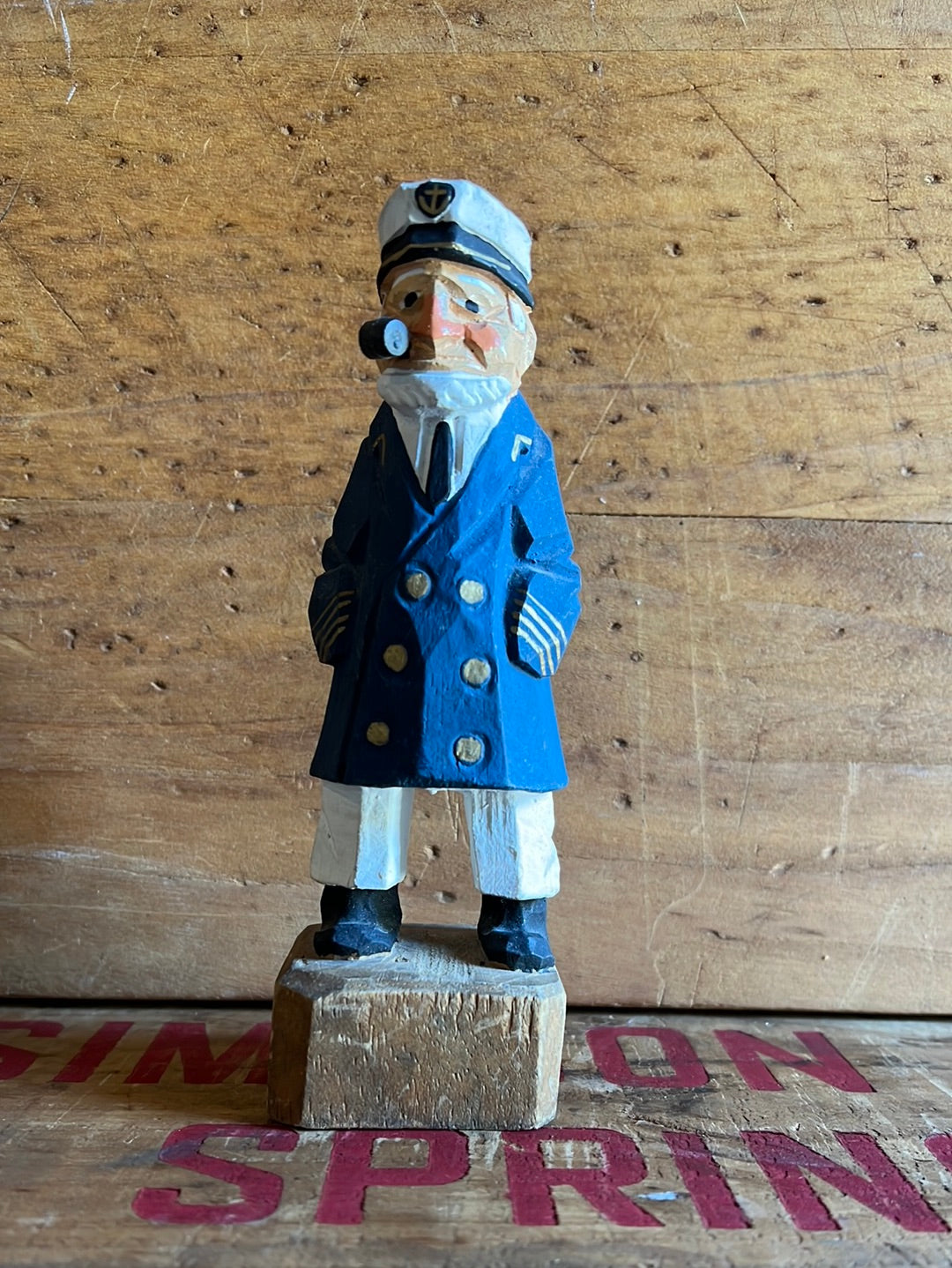Vintage Wooden Fisherman - Navy Blue