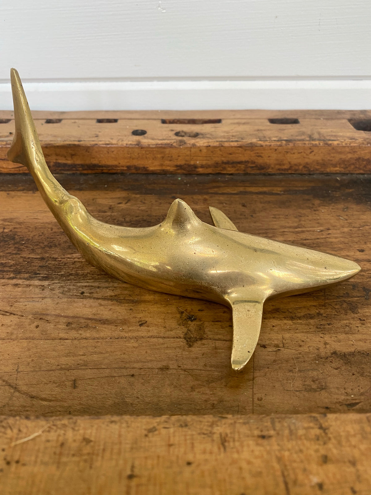 Vintage Brass Shark Paperweight