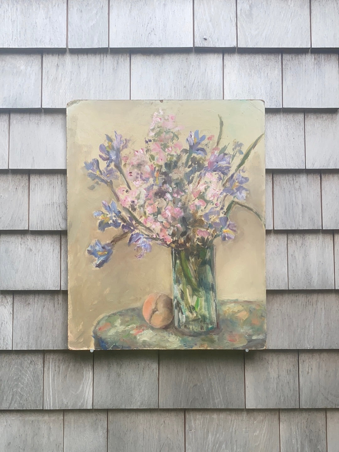 Vintage Iris & Cherry Blossoms Painting