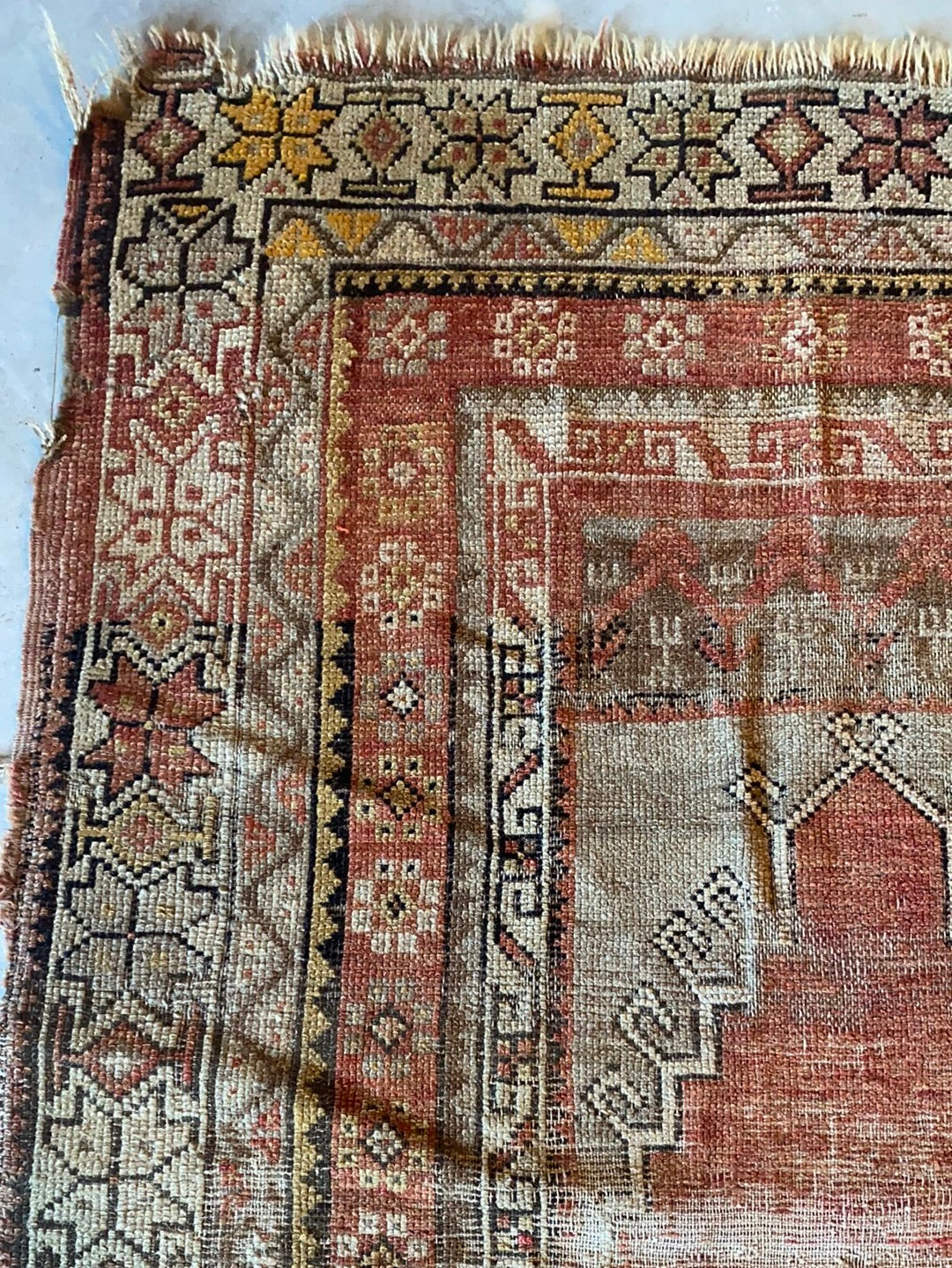 Vintage Worn In Area Rug - Terracotta + Natural