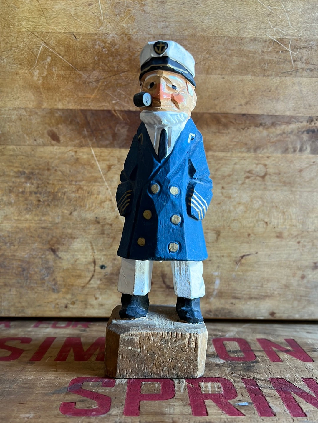Vintage Wooden Fisherman - Navy Blue