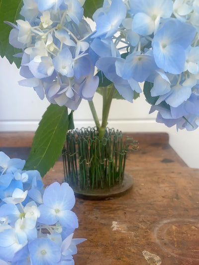 Vintage Blue Ribbon Flower Holder