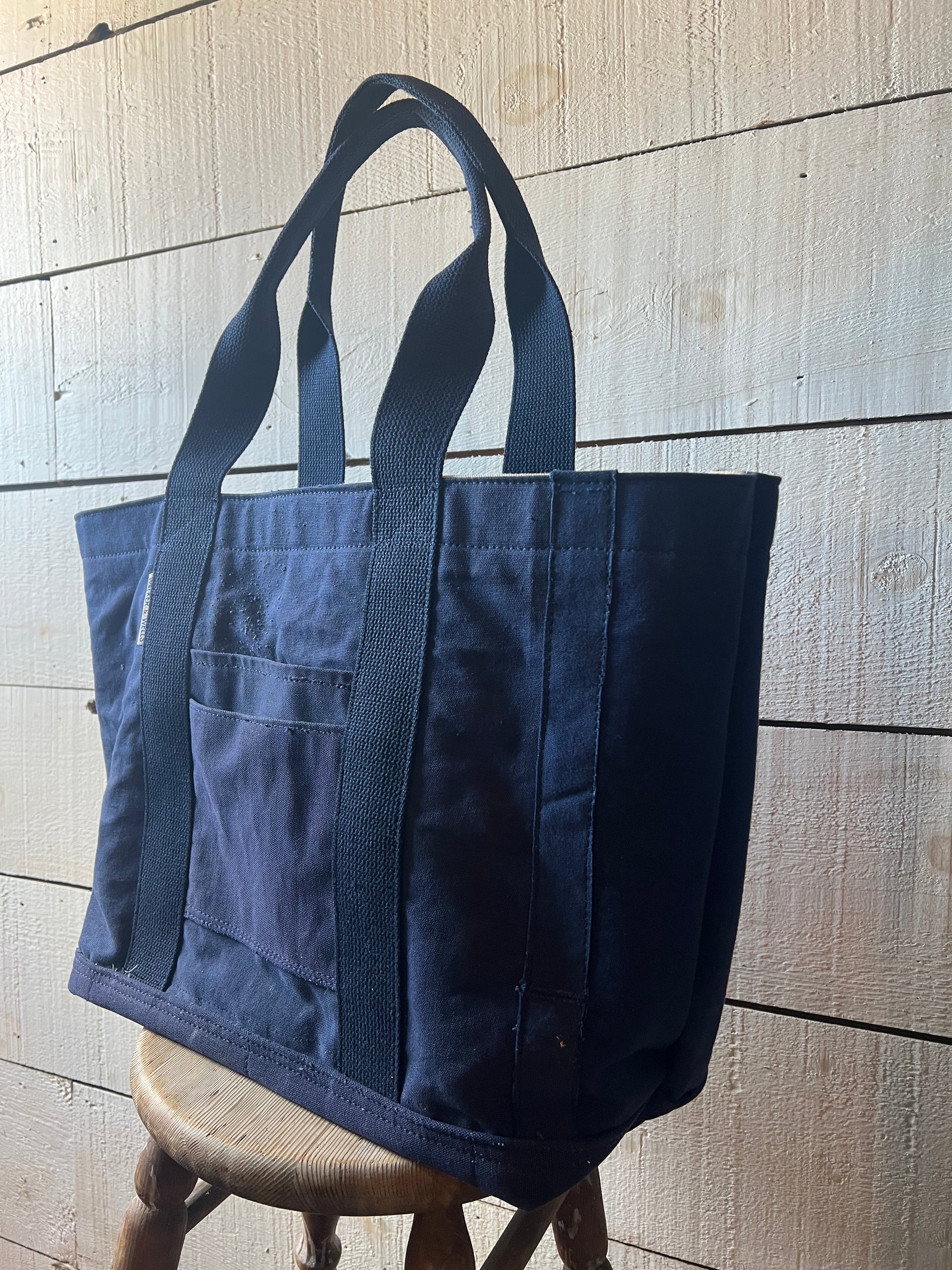 In Bloom Utility Tote with Navy Trim